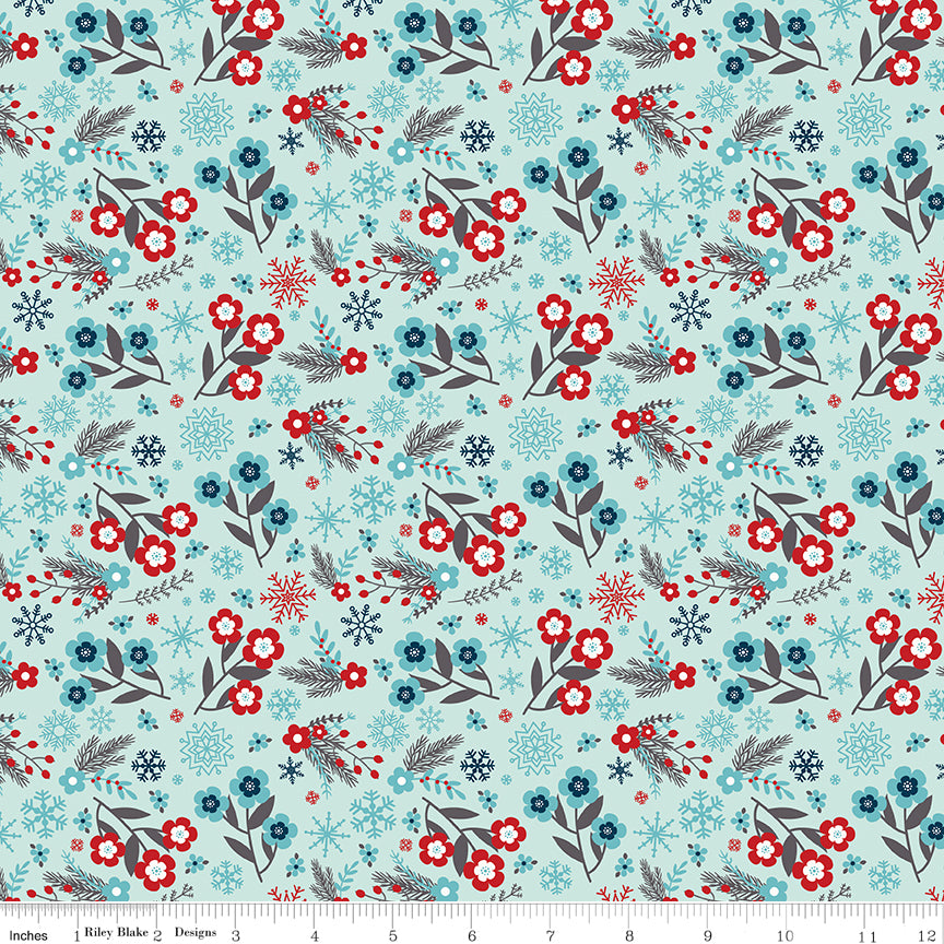 A Perfect Winter Flower Powder Yardage for Riley Blake Designs-C17991-POWDER- PRICE PER 1/2 YARD