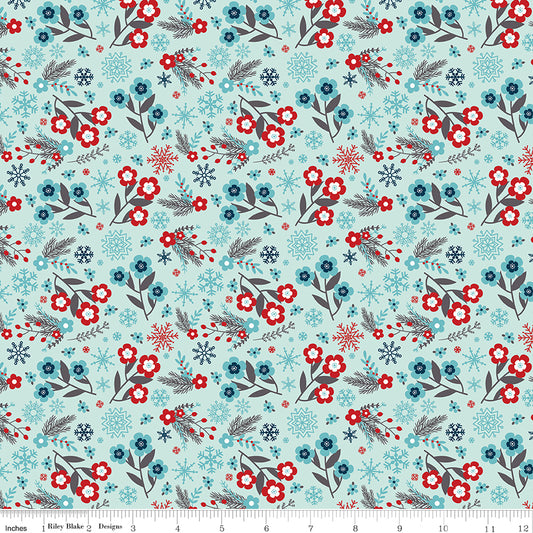 A Perfect Winter Flower Powder Yardage for Riley Blake Designs-C17991-POWDER- PRICE PER 1/2 YARD