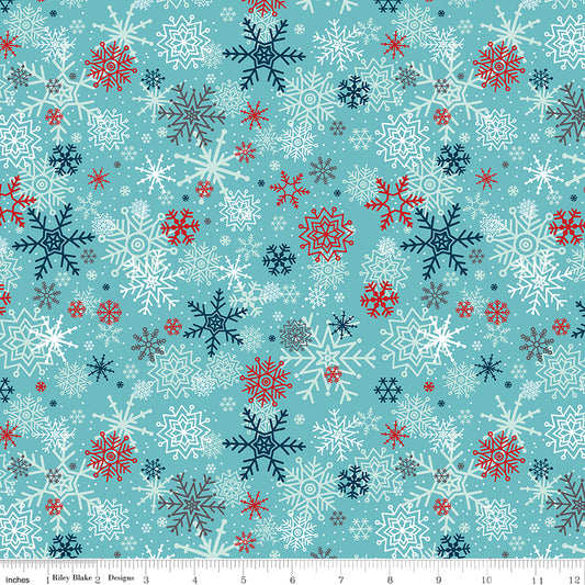 A Perfect Winter Snowflakes Blue Yardage for Riley Blake Designs-C17992-BLUE- PRICE PER 1/2 YARD