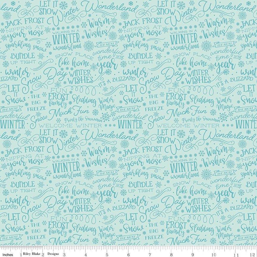 A Perfect Winter Text Powder Yardage for Riley Blake Designs-C17993-POWDER- PRICE PER 1/2 YARD