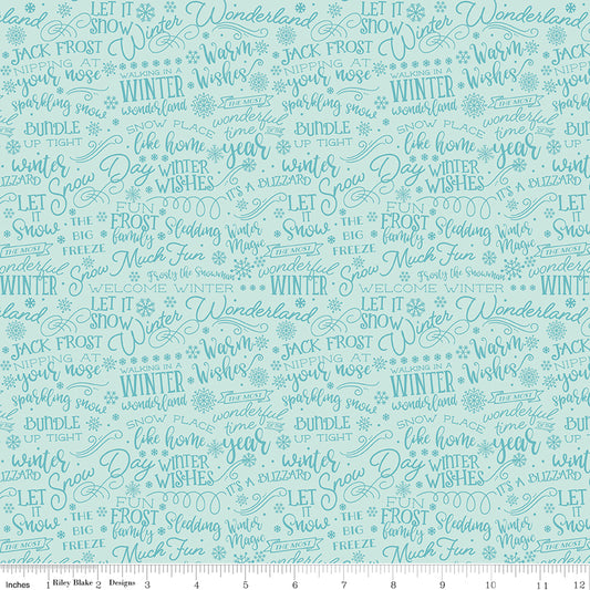 A Perfect Winter Text Powder Yardage for Riley Blake Designs-C17993-POWDER- PRICE PER 1/2 YARD