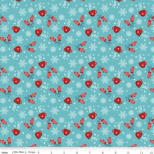 A Perfect Winter Cocoa Blue Yardage for Riley Blake Designs-C17994-BLUE- PRICE PER 1/2 YARD
