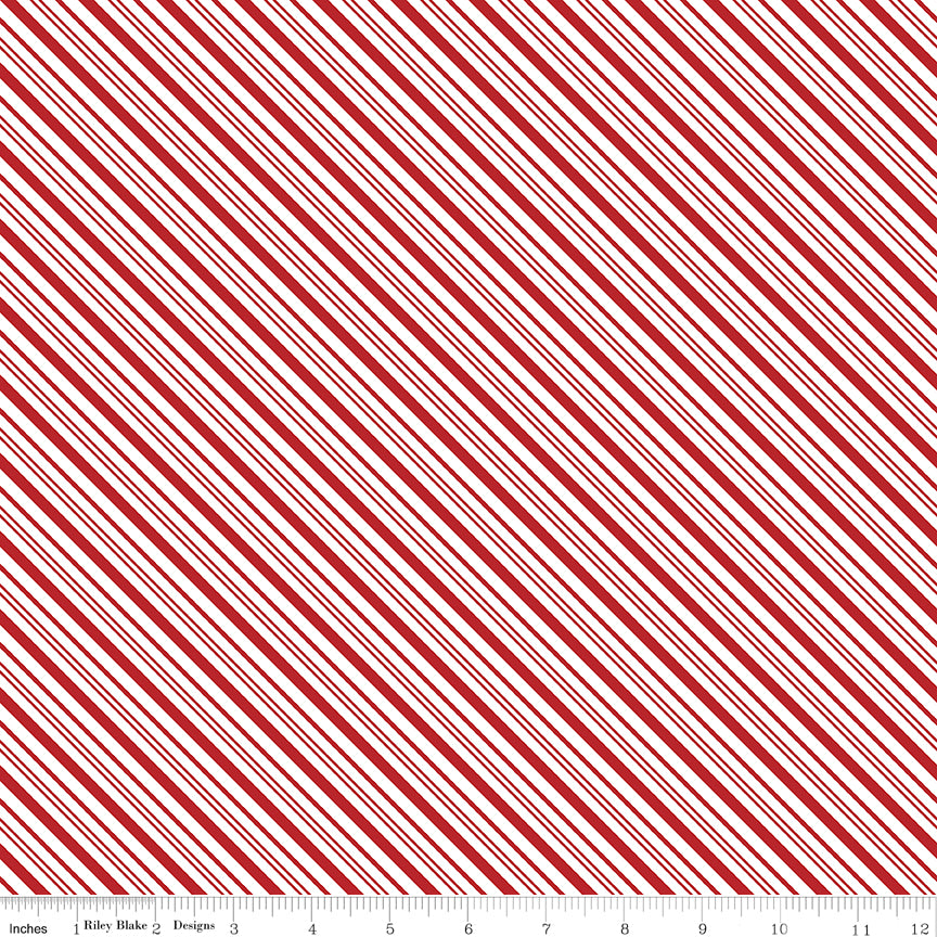 A Perfect Winter Stripes Red Yardage for Riley Blake Designs-C17995-RED- PRICE PER 1/2 YARD