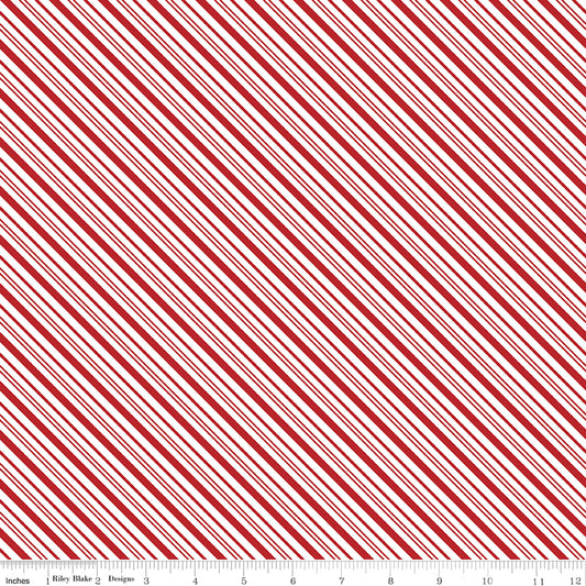 A Perfect Winter Stripes Red Yardage for Riley Blake Designs-C17995-RED- PRICE PER 1/2 YARD