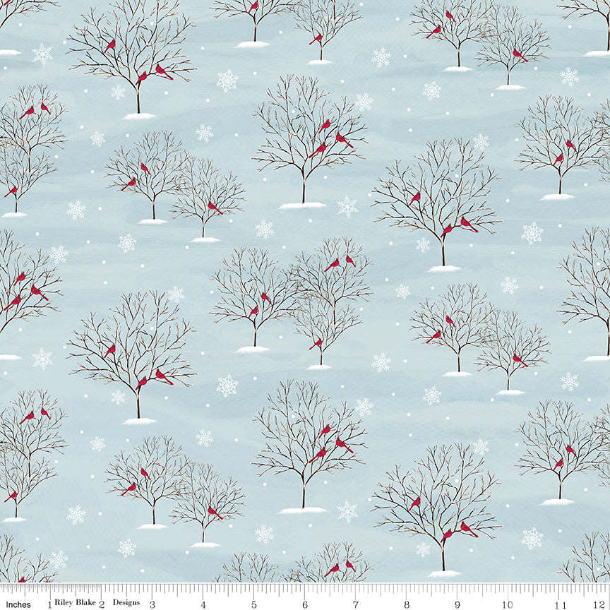 Covered Bridges in Winter Trees Iceberg Yardage for Riley Blake Designs-C18001-ICEBERG - PRICE PER 1/2 YARD