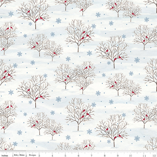 Covered Bridges in Winter Trees Snow Yardage for Riley Blake Designs-C18001-SNOW - PRICE PER 1/2 YARD