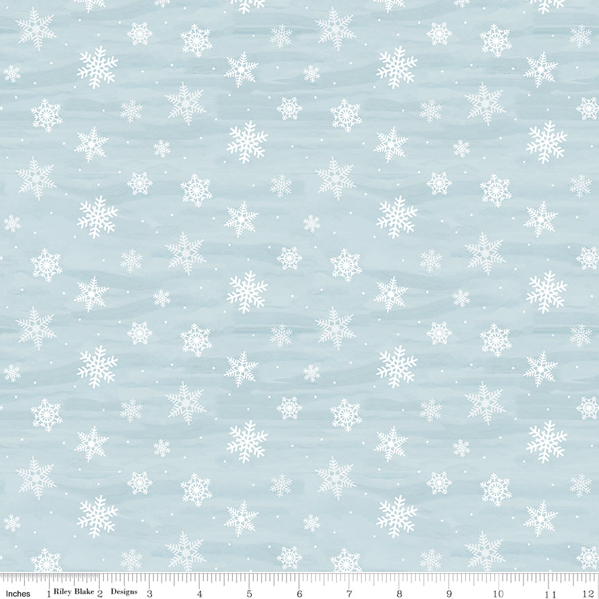Covered Bridges in Winter Trees Snowflakes Iceberg Yardage for Riley Blake Designs-C18002-ICEBERG - PRICE PER 1/2 YARD