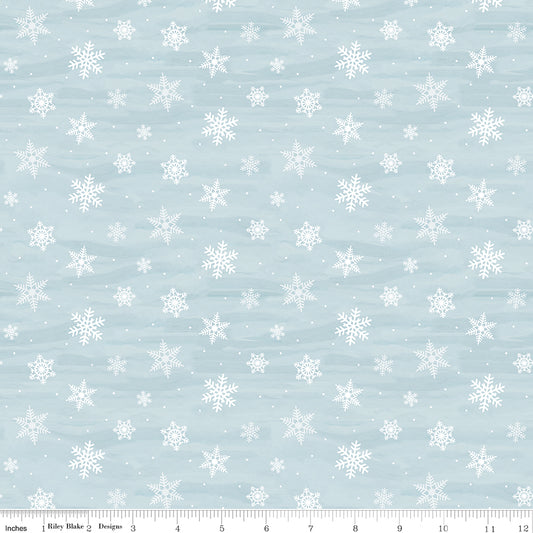 Covered Bridges in Winter Trees Snowflakes Iceberg Yardage for Riley Blake Designs-C18002-ICEBERG - PRICE PER 1/2 YARD