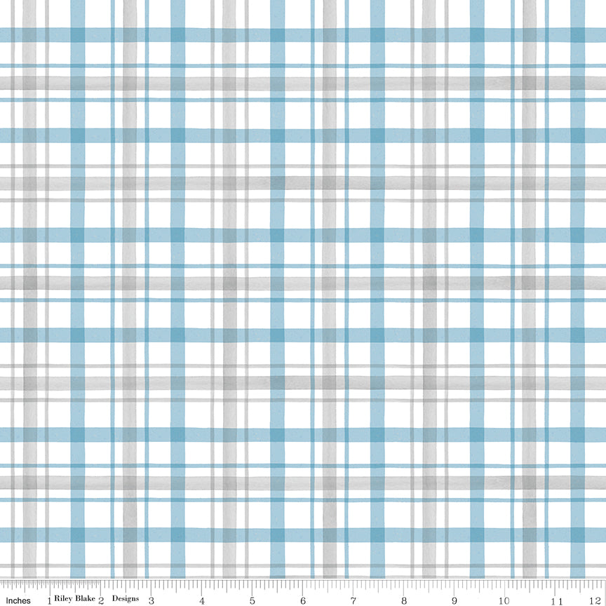 Covered Bridges in Winter Plaid Snow Yardage for Riley Blake Designs-C18003-SNOW - PRICE PER 1/2 YARD