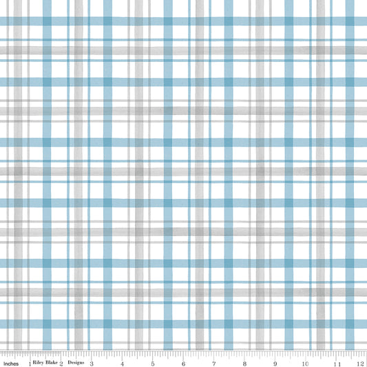 Covered Bridges in Winter Plaid Snow Yardage for Riley Blake Designs-C18003-SNOW - PRICE PER 1/2 YARD