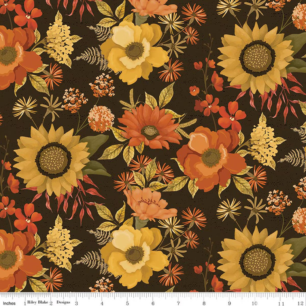 Bountiful Main Mocha Yardage by Sand Gervais for RBD-C17860-MOCHA- PRICE PER 1/2 YARD