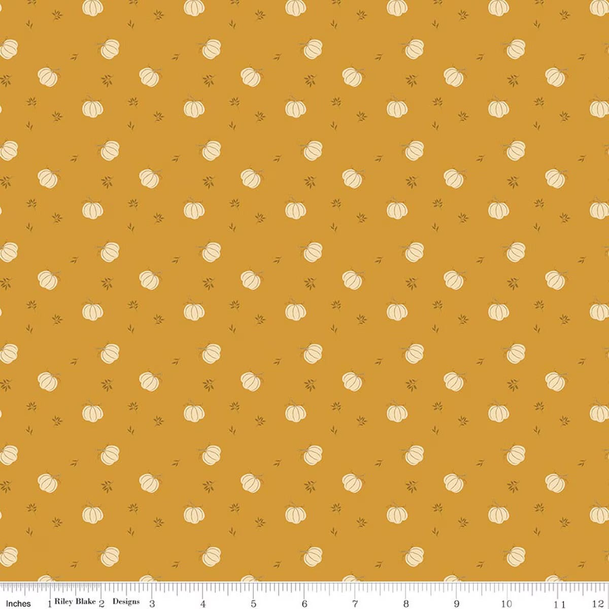 Bountiful Pumpkins Gold Yardage by Sand Gervais for RBD-C17864-GOLD- PRICE PER 1/2 YARD