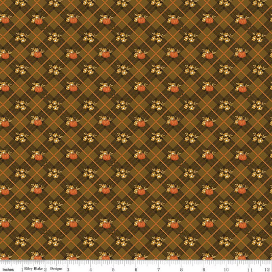 Bountiful Pumpkin Plaid Suede Yardage by Sand Gervais for RBD-C17862-SUEDE- PRICE PER 1/2 YARD