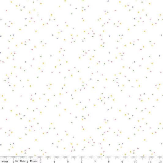 Blossoms on White in Color Spring Yardage for RBD-C730-SPRING- PRICE PER 1/2 YARD