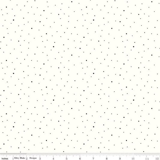 Dapple Dot On Off White Black Yardage for RBD- C645-BLACK - PRICE PER 1/2 YARD