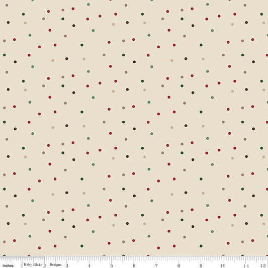 Christmas Time Dots Linen Yardage by Dani Mogstad for RBD-C17825-LINEN - PRICE PER 1/2 YARD
