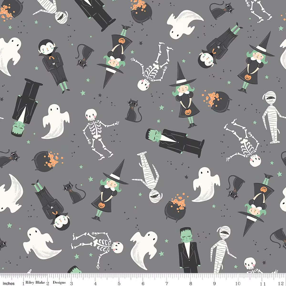 Frank and Friends Main Gray Yardage by My Mind’s Eye for RBD C17470-GRAY- PRICE PER 1/2 YARD