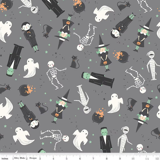 Frank and Friends Main Gray Yardage by My Mind’s Eye for RBD C17470-GRAY- PRICE PER 1/2 YARD