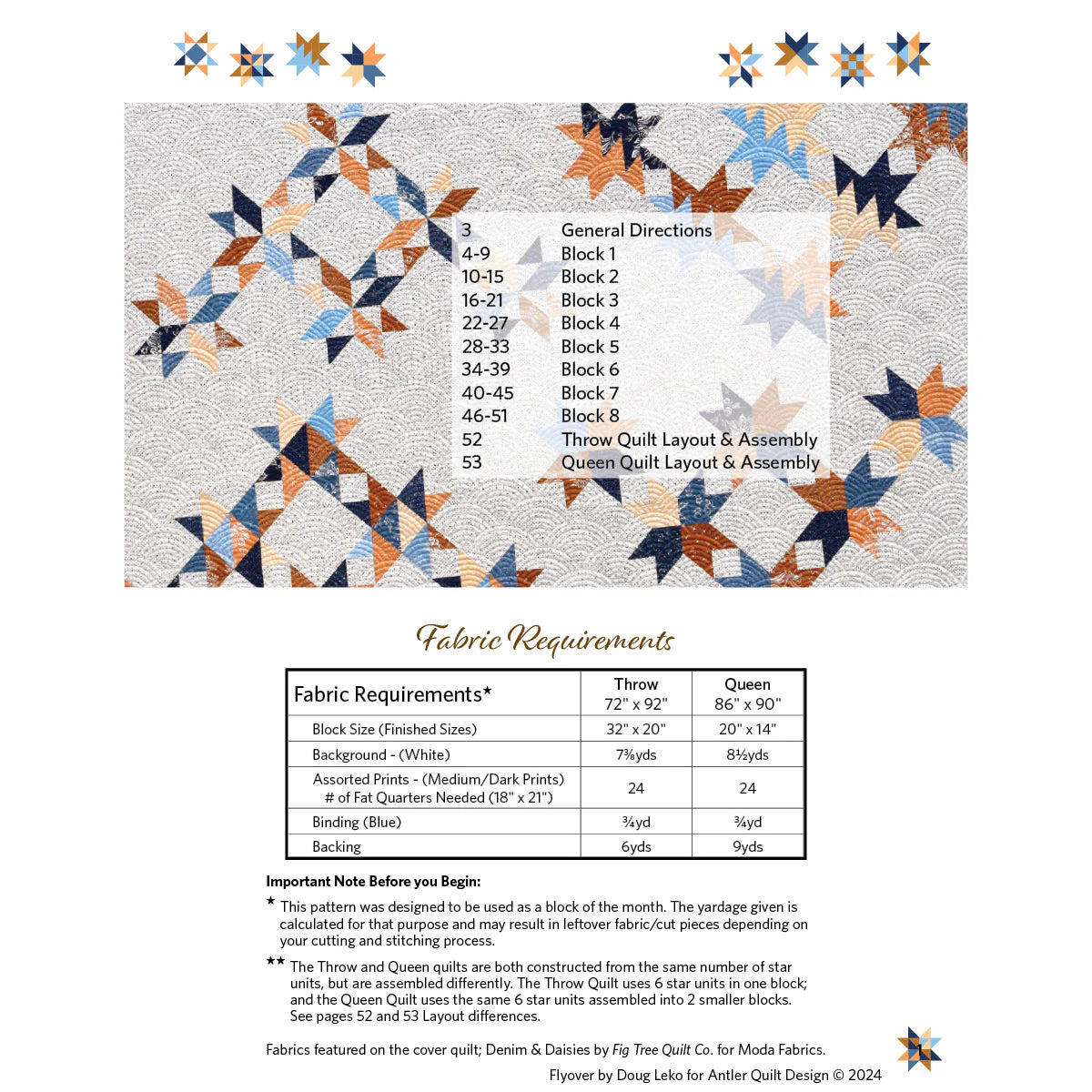 Flyover Block of the Month Book by Antler Quilt Design