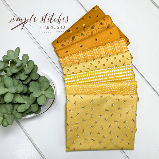 Golden Simple Bundle (8) Fat Quarter bundle from different Collections