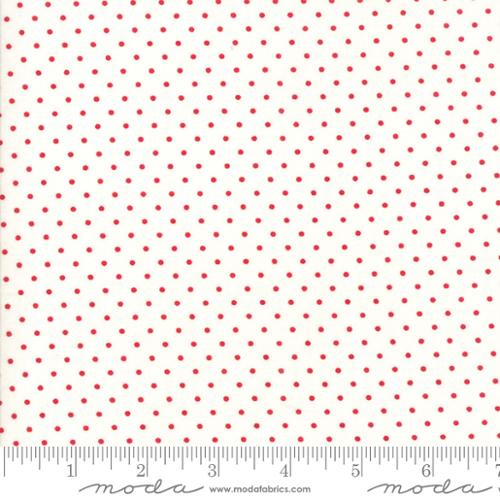 Essential Dots White Red Yardage by Moda 8654-51- PRICE PER 1/2 YARD