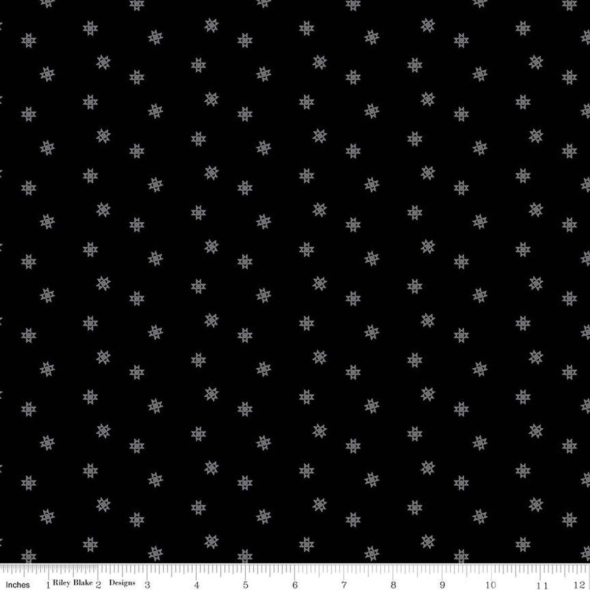 Blackout Ohio Star Black Yardage by RBD Designers for RBD-C16243-BLACK - PRICE PER 1/2 YARD