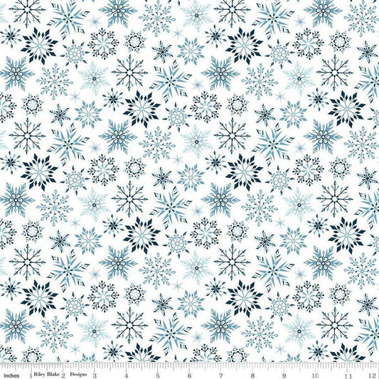 Winter Magic Snowflakes White Yardage for RBD-C16365 WHITE - PRICE PER 1/2 YARD