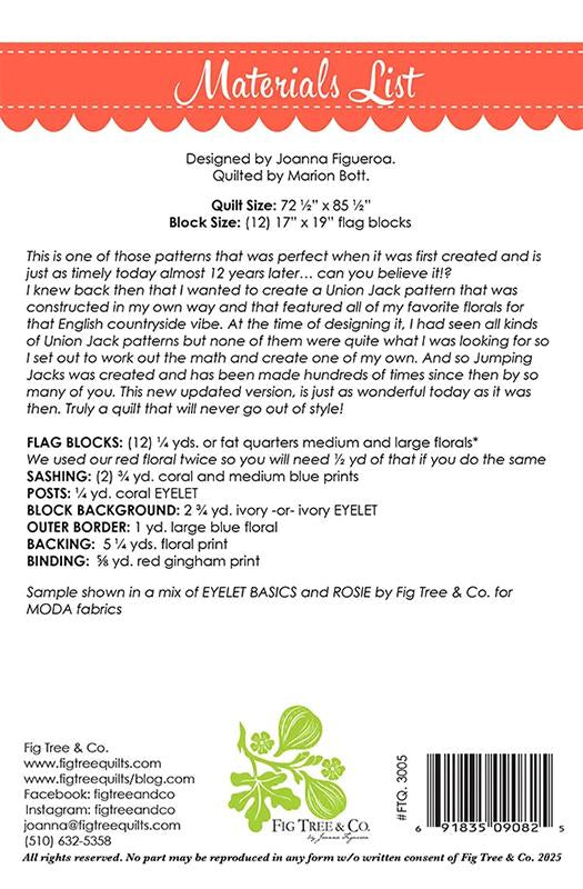 Jumping Jacks Paper Pattern by Fig Tree Quilts