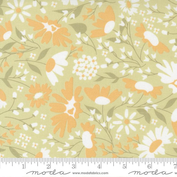 Buttercup & Slate Floral Blooms Sprig Yardage for Moda -29151 15 - PRICE PER 1/2 YARD
