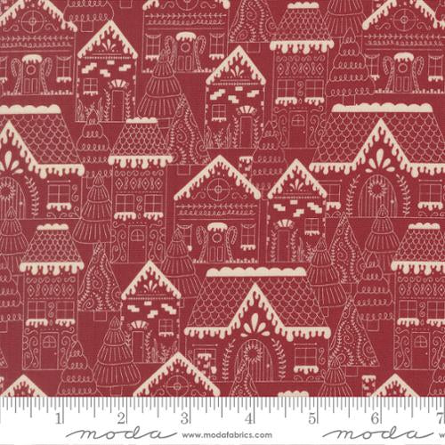 Gingerbread Lane Cranberry Yardage for Moda - 26150 18 - PRICE PER 1/2 YARD