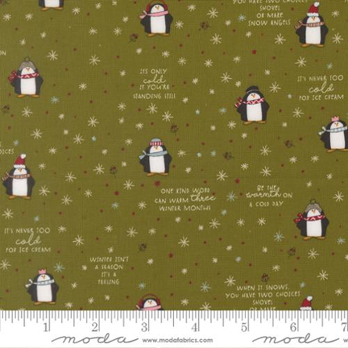 Chilly Mr Penguin Pine Yardage for Moda - 55711 13 - PRICE PER 1/2 YARD