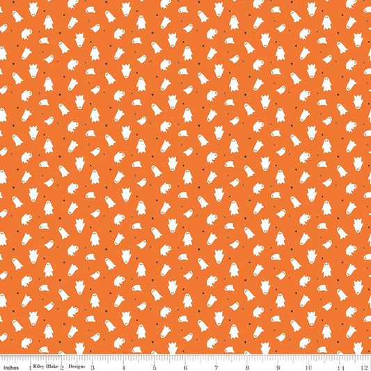 Seasonal Basics Ghosts Orange Ydg by Christopher Thompson for RBD C772-ORANGE - PRICE PER 1/2 YARD