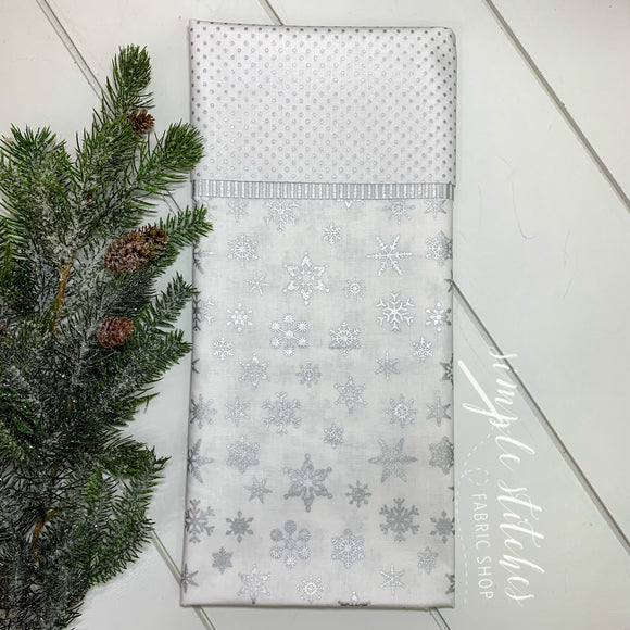 Silver Snowflake Standard Pillowcase Kit with Free Pattern