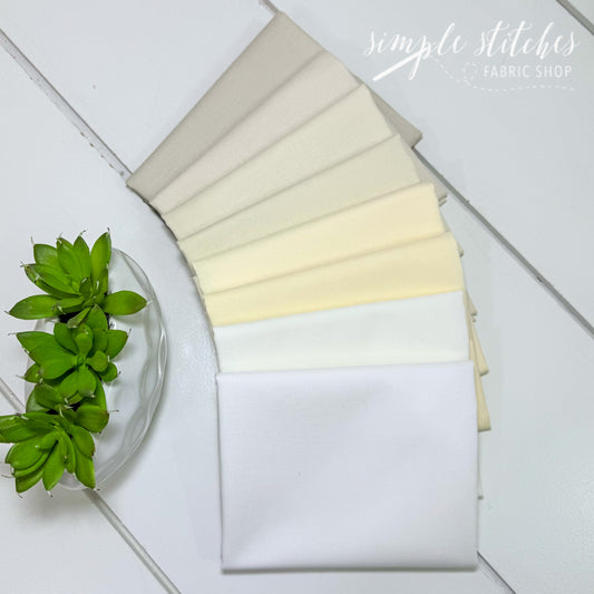 Bella Solid Whites Simple Bundle (8) Fat Quarter Bundle