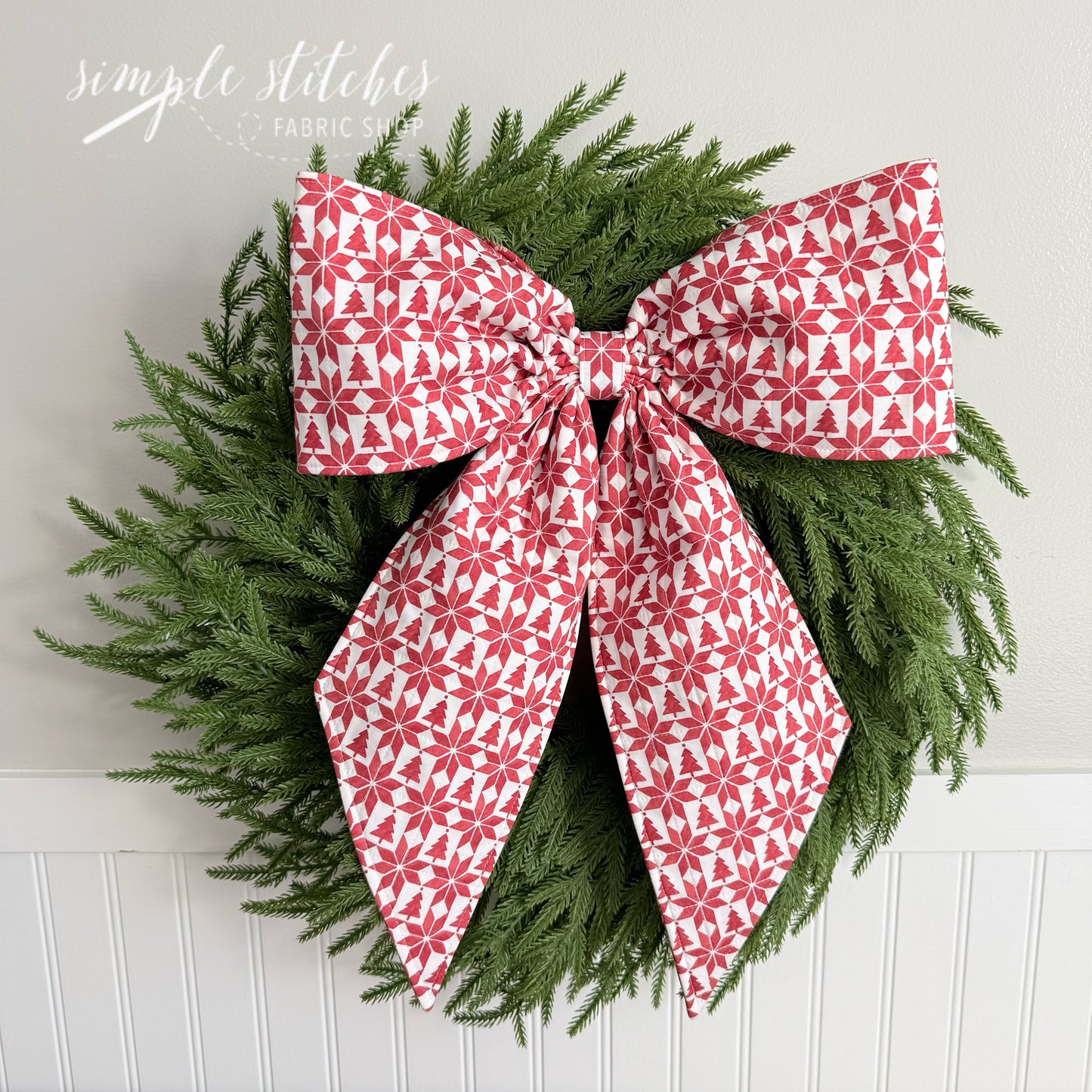 Vintage Charm Bow -Red Stars