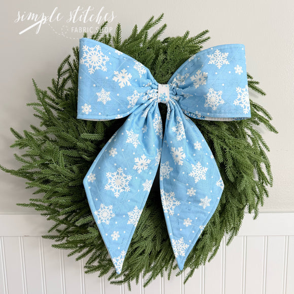 Vintage Charm Bow - Blue Snowflakes