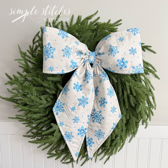 Vintage Charm Bow - White Snowflakes