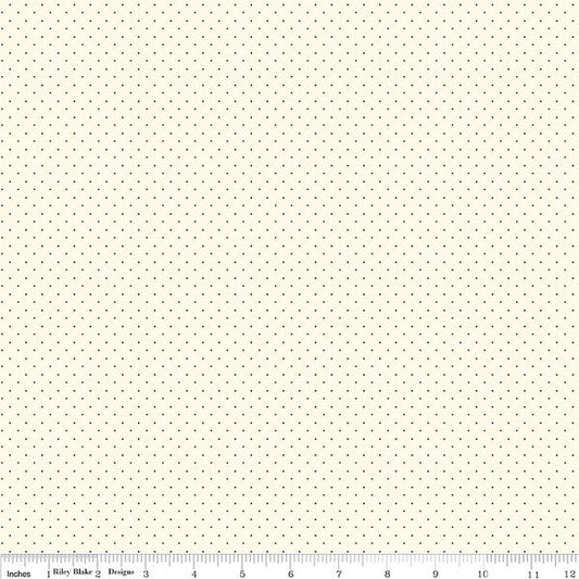 American Jane Pindots Ivory Yardage for RBD- C840-IVORY - PRICE PER 1/2 YARD
