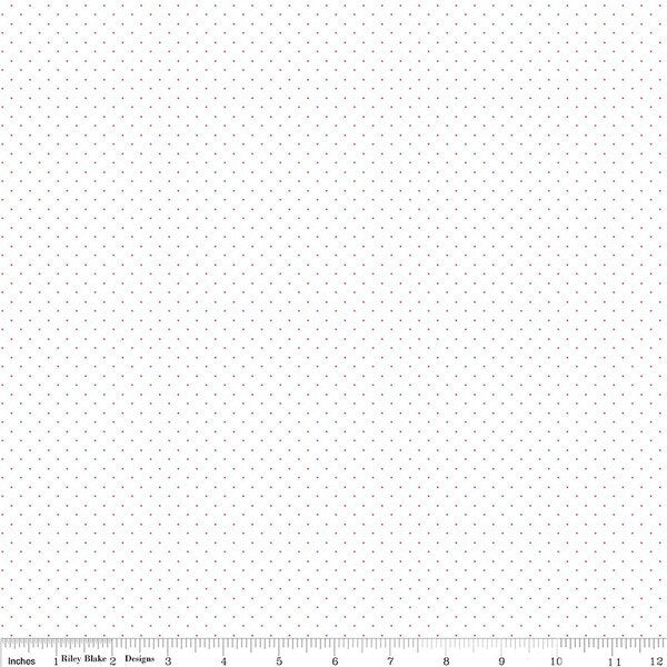 American Jane Pindots Red on White Yardage for RBD- C845-RED - PRICE PER 1/2 YARD