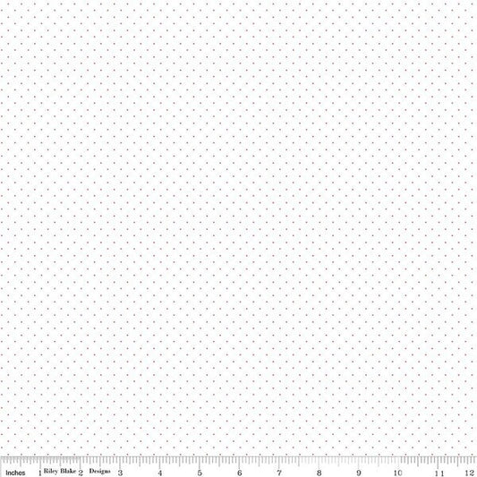 American Jane Pindots Red on White Yardage for RBD- C845-RED - PRICE PER 1/2 YARD
