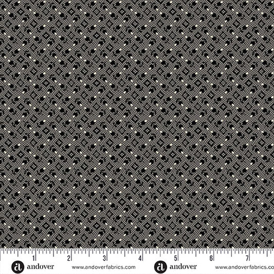 Nightfall Bud Diamond Black Yardage for Andover - A-10207-K- PRICE PER 1/2 YARD