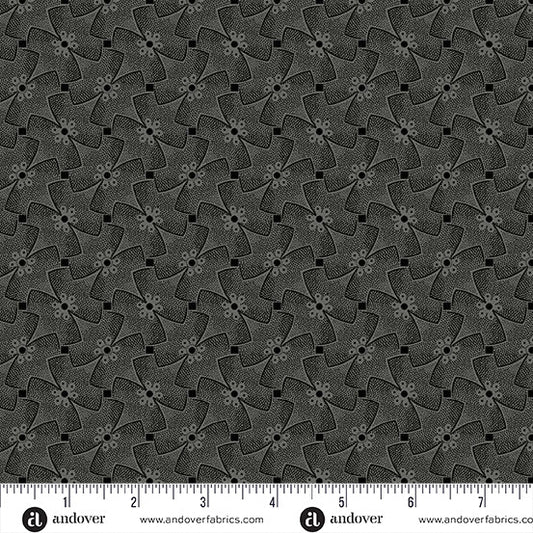 Nightfall Whirly Gig Black Yardage for Andover - A-10209-C- PRICE PER 1/2 YARD