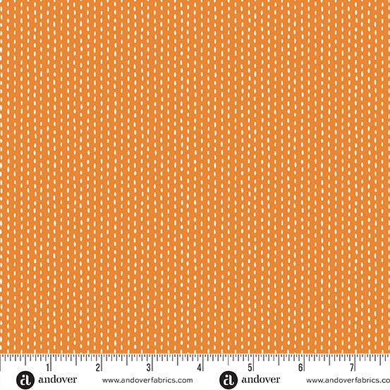 Nightfall Stitch Line Orange Yardage for Andover - A-10208-O- PRICE PER 1/2 YARD