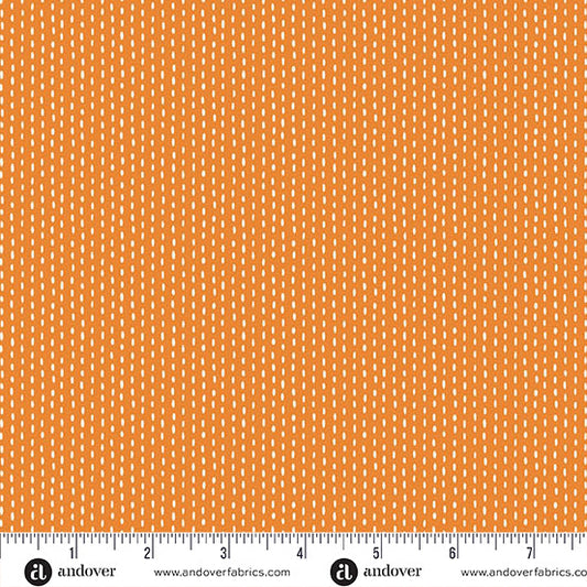 Nightfall Stitch Line Orange Yardage for Andover - A-10208-O- PRICE PER 1/2 YARD