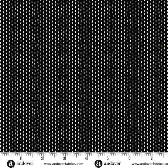 Nightfall Stitch Line Black Yardage for Andover - A-10208-K- PRICE PER 1/2 YARD