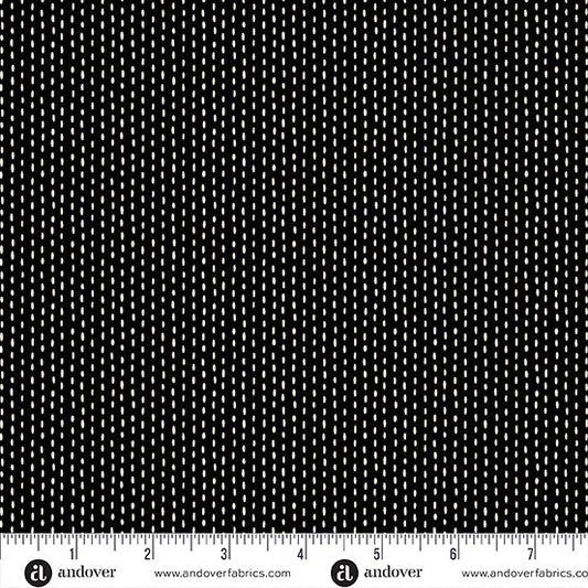 Nightfall Stitch Line Black Yardage for Andover - A-10208-K- PRICE PER 1/2 YARD