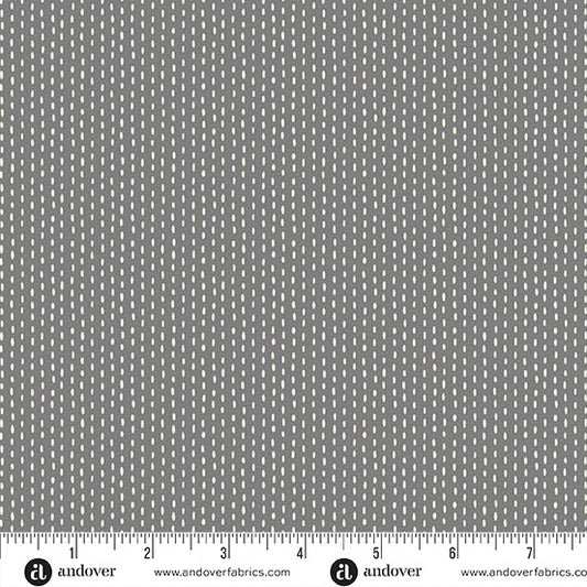 Nightfall Stitch Line Gray Yardage for Andover - A-10208-C- PRICE PER 1/2 YARD