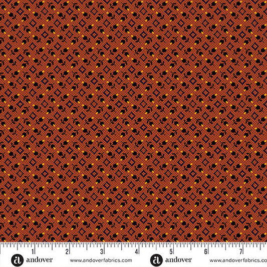 Nightfall Bud Diamond Orange Yardage for Andover - A-10207-O- PRICE PER 1/2 YARD