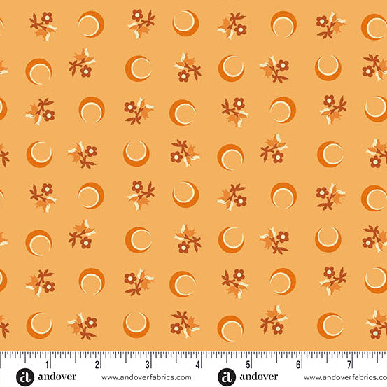 Nightfall Flower Moon Orange Yardage for Andover - A-10204-O- PRICE PER 1/2 YARD