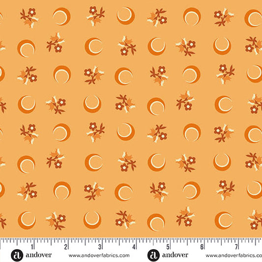 Nightfall Flower Moon Orange Yardage for Andover - A-10204-O- PRICE PER 1/2 YARD